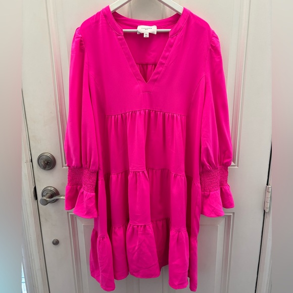 Tuckernuck Pomander Place Electric Pink Crepe Kenzie Dress XXL - Picture 2 of 10